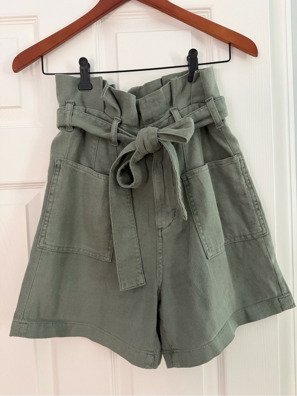Joe’s High-Waist Paperbag Belted Women's Shorts - Olive Green